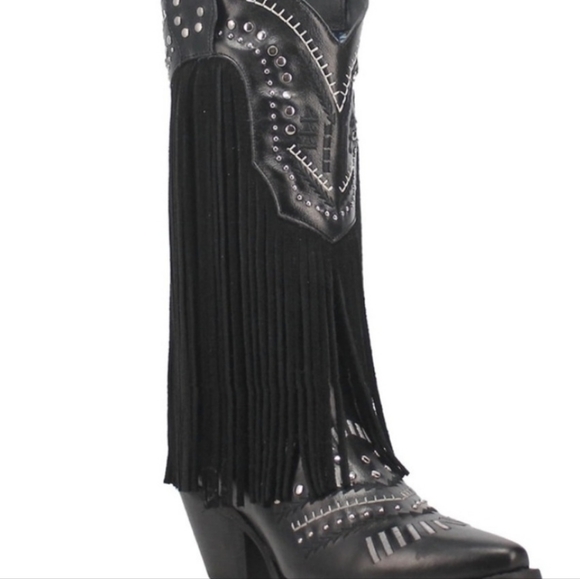 Dingo black fringe cowgirl boots - Picture 3 of 5